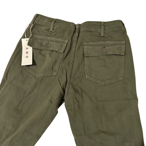 Amo Zip Utility Trouser Mid Rise Slim Fit Tapered Leg Size 27 Sage Green Cotton - Picture 11 of 16